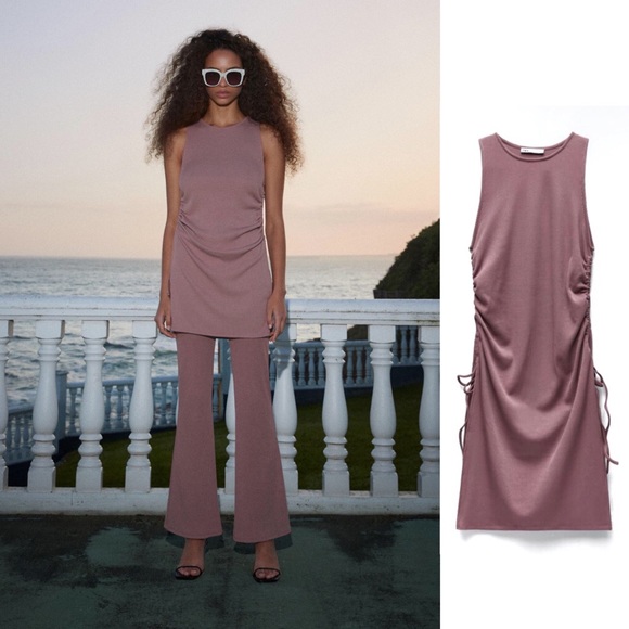 Zara Tops - Zara TRF Longline Mauve Purple Ruched Gathered Top